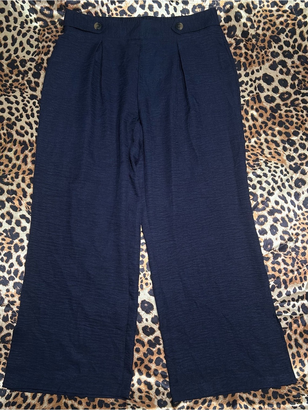 WREN New York Navy Blue Wide Leg Trousers Pants